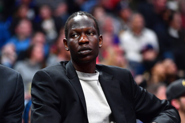 Denver Nuggets center Bol Bol (10) on the bench in the fourth quarter against the Detroit Pistons at the Pepsi Center