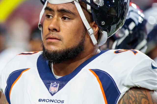 Kyle Peko in 2018 with the Broncos. Credit: Mark J. Rebilas, USA TODAY Sports.