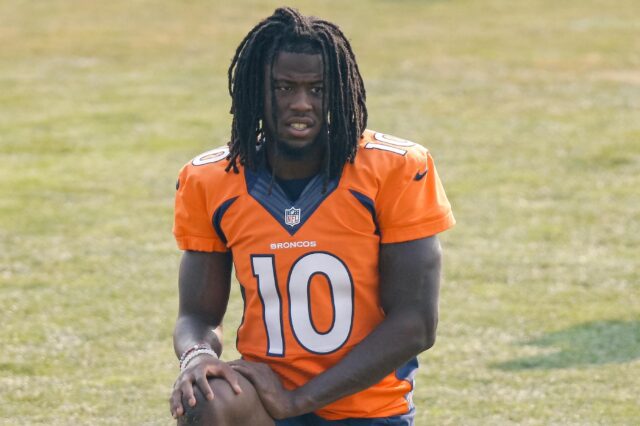 Jerry Jeudy at Broncos training camp. Credit: Isaiah J. Downing, USA TODAY Sports.