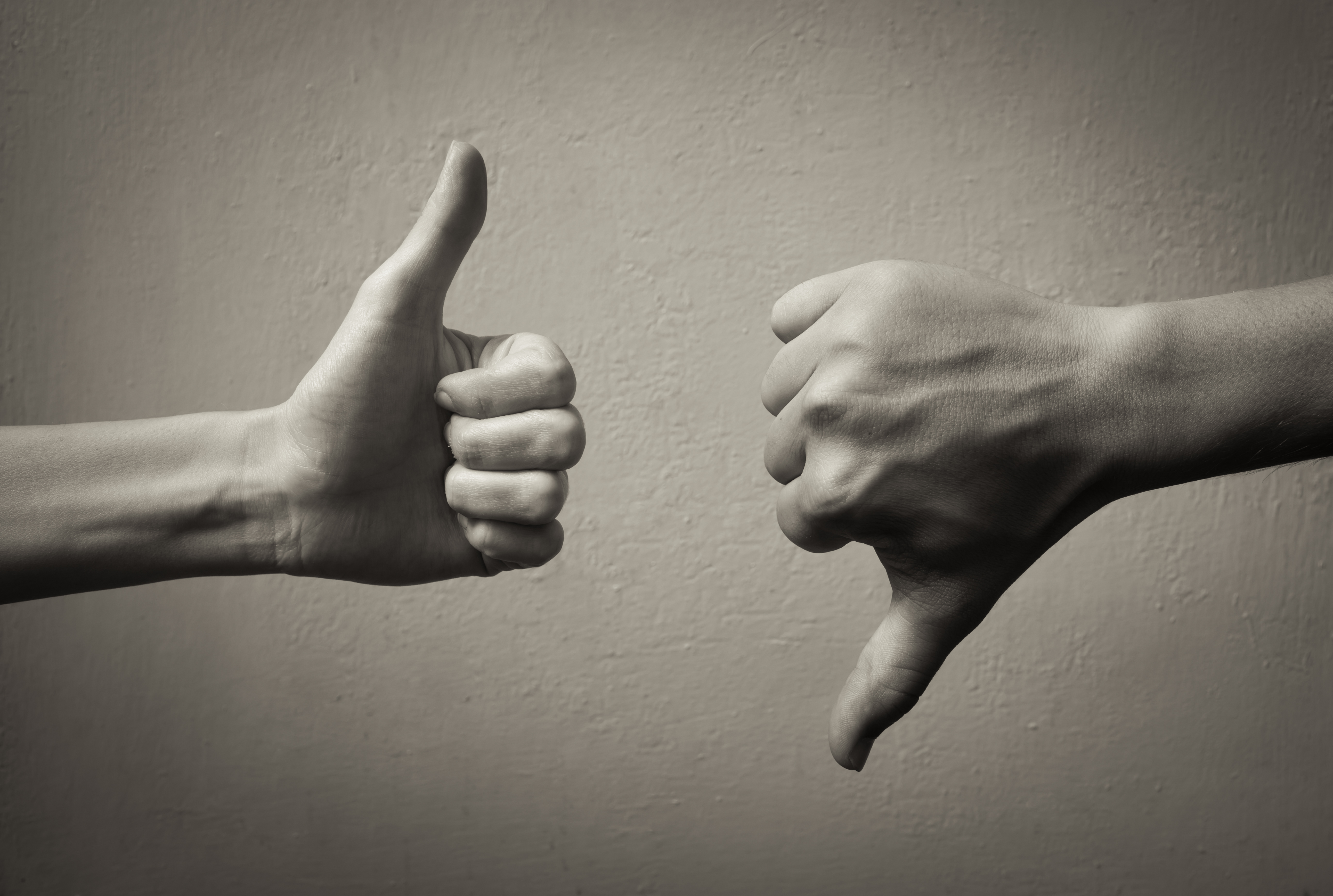 Thumbs up thumbs down.