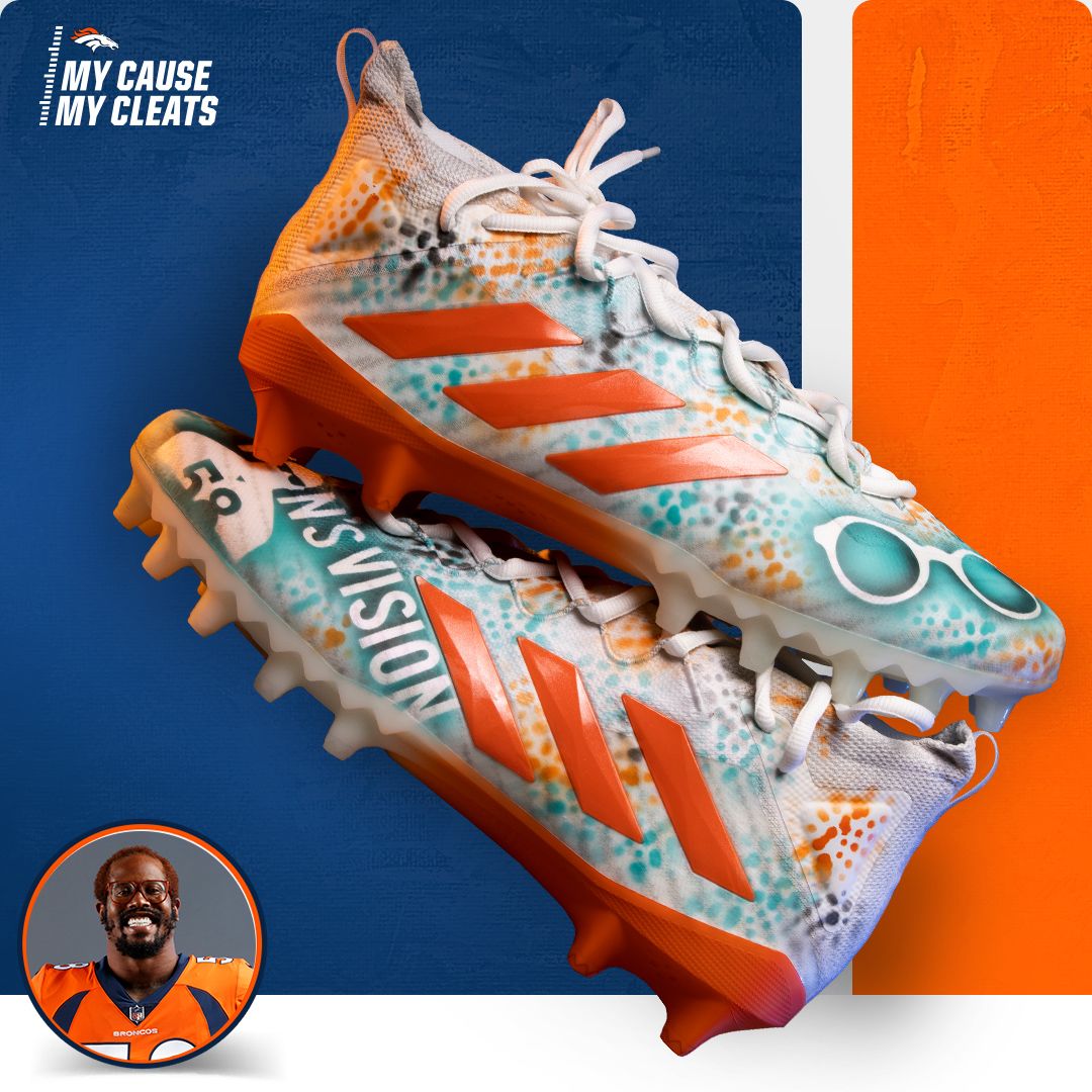 LV stepping 🔥👑 custom cleats made for @reemboi25 #broncos #nfl #tnf