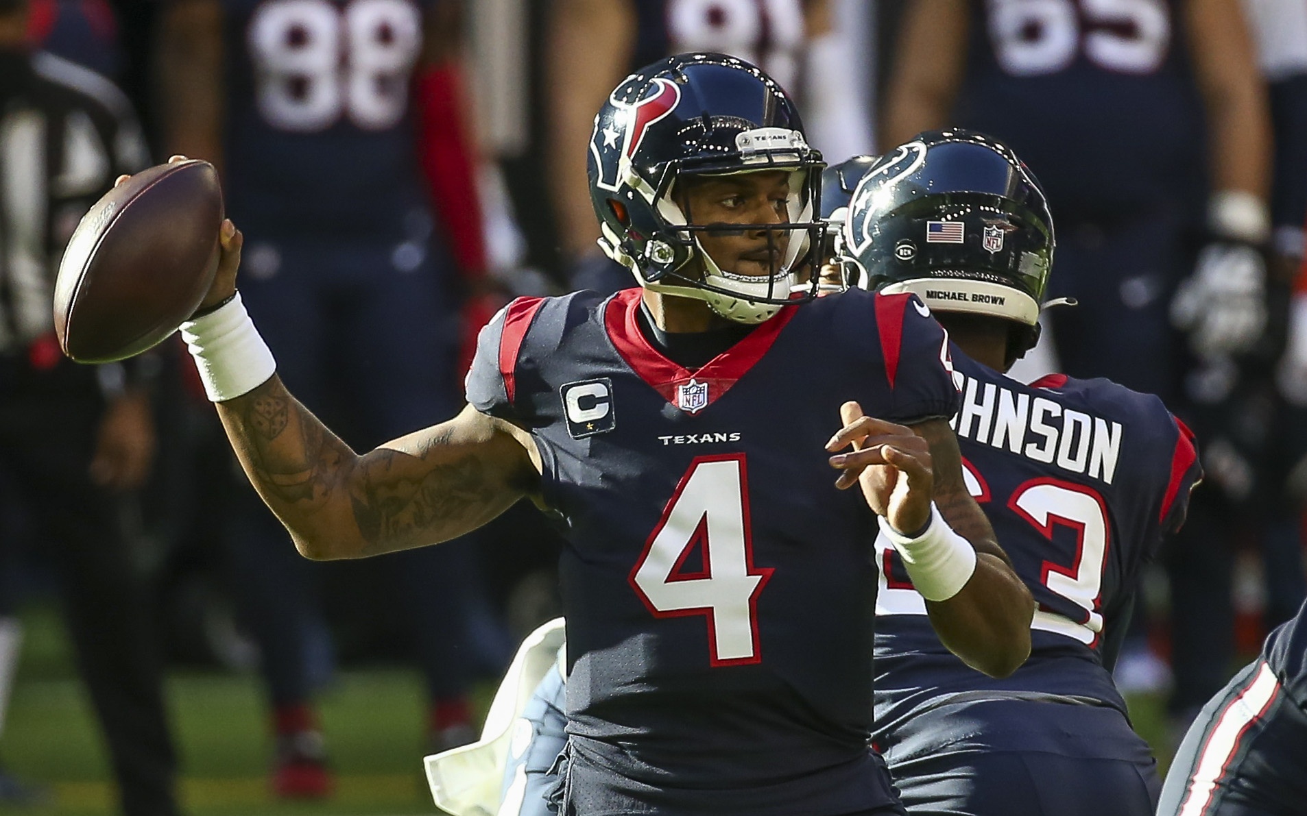 Deshaun Watson is launching what could be his last game with the Texans.  Credit: Troy Taormina, USA TODAY Sports.