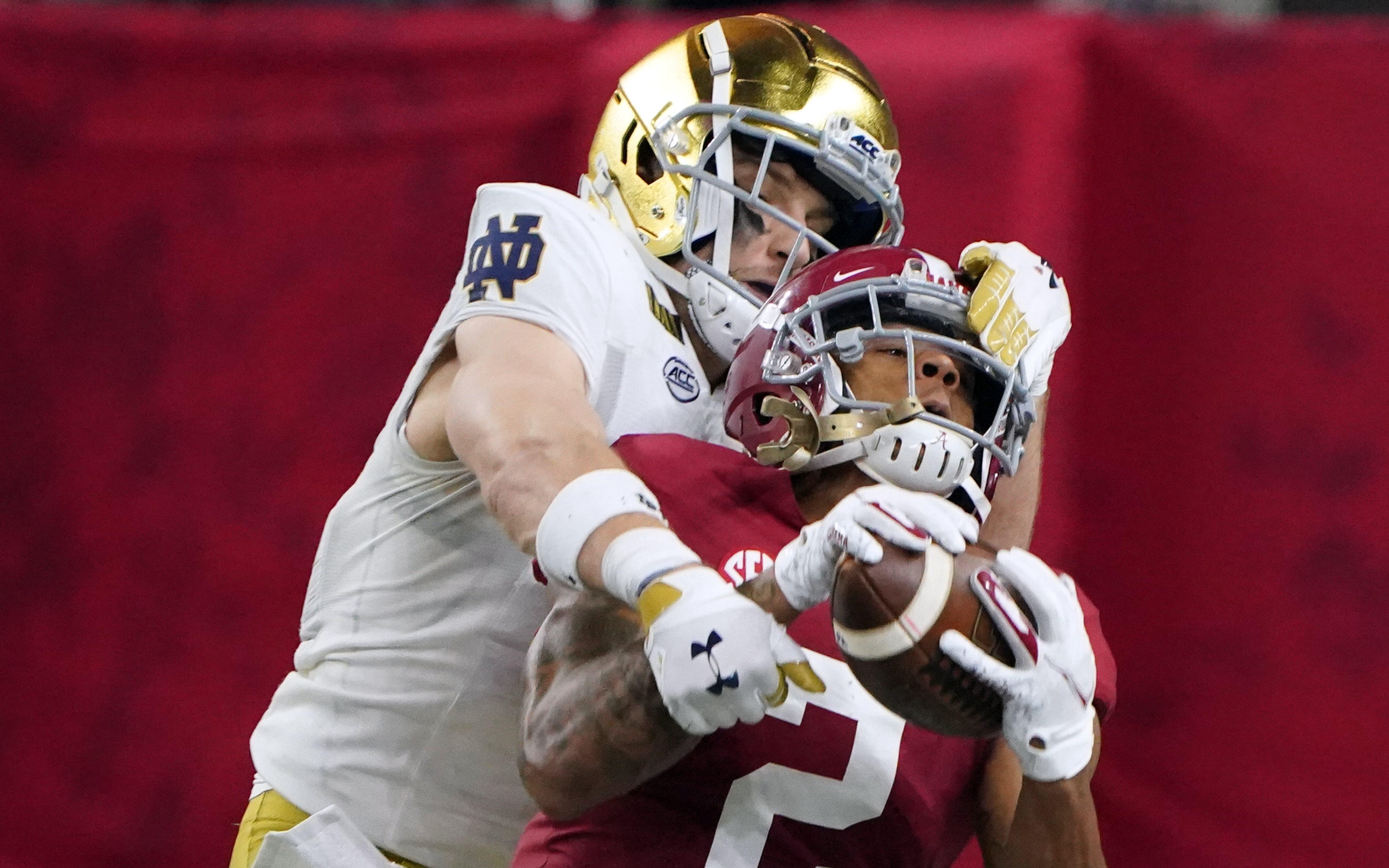 USATSI_15386199 Cropped Patrick Surtain uses his crazy 39-inch vertical to pick off a pass. Credit: Kirby Lee, USA TODAY Sports.