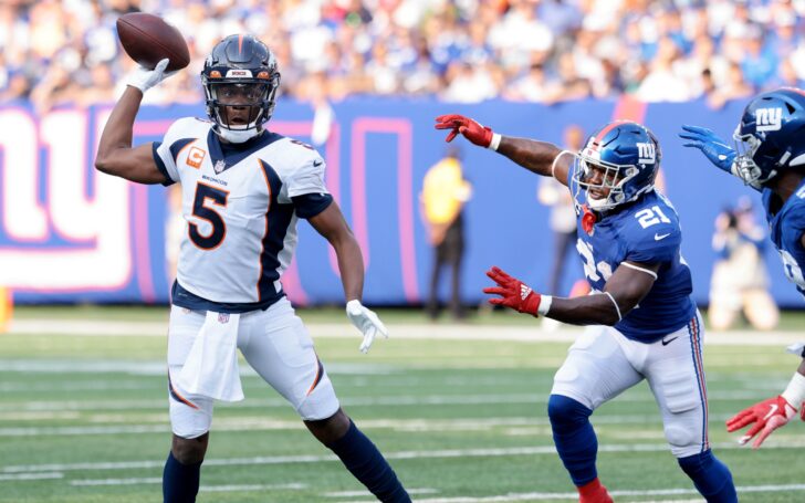 Teddy Bridgewater rolls to the right and throws to Albert O. on the Broncos crucial 2-minute drive which set the tone for the game. Credit: Vincent Carchietta, USA TODAY Sports.