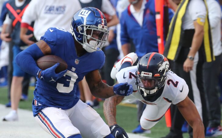 Surtain looked silly when he was out of position and missed the tackle on Sterling Shepard as the Giants scored a touchdown on the play. Credit: Chris Pedota, USA TODAY Sports.