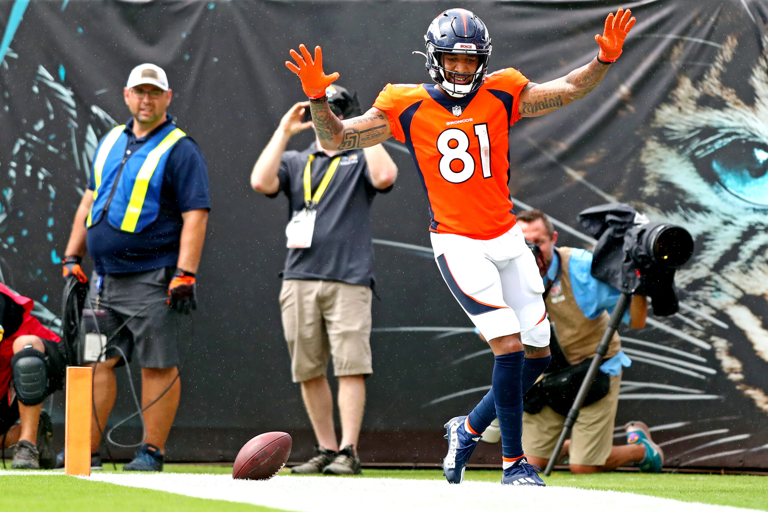 Denver Broncos wide receiver Tim Patrick (81) against the New York