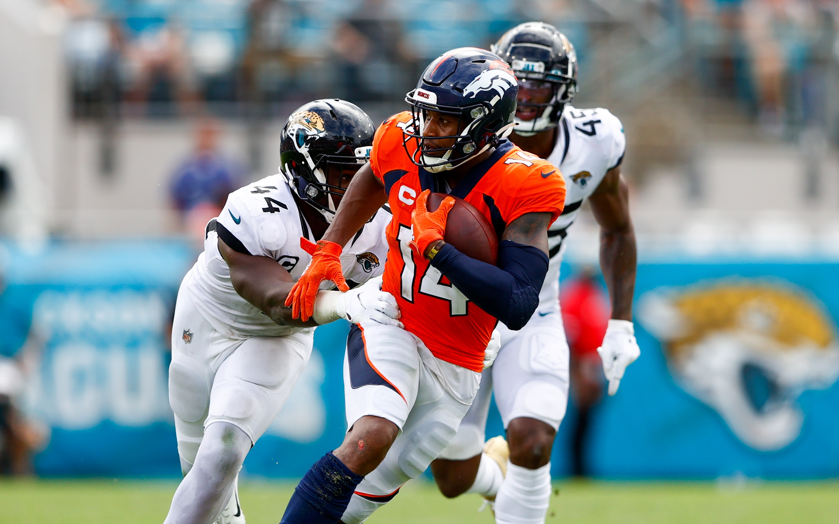 September 19, 2021 - Jacksonville, FL, U.S: Jacksonville Jaguars safety  Rayshawn Jenkins (2) during 1st half NFL football game between the  DenverBroncos and the Jacksonville Jaguars at TIAA Bank Field in  Jacksonville