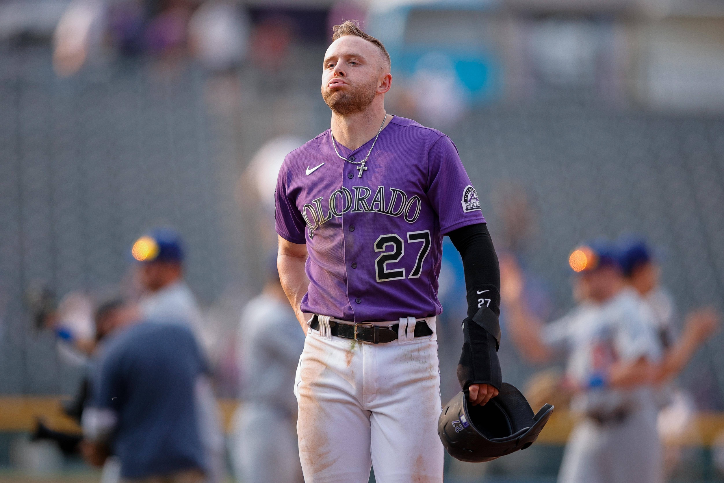 Rockies SS Trevor Story leaves with elbow injury vs Dodgers