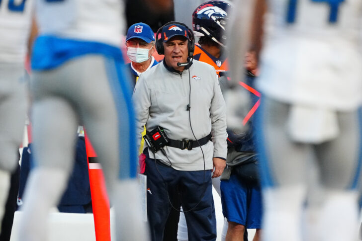 Denver Broncos head coach Vic Fangio during the second half against the Detroit Lions at Empower Field at Mile High.