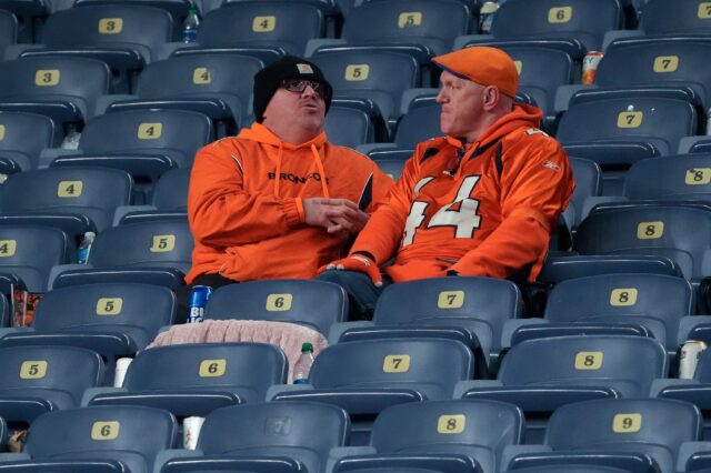 Denver Broncos fans in January. Credit: Ron Chenoy, USA TODAY Sports.
