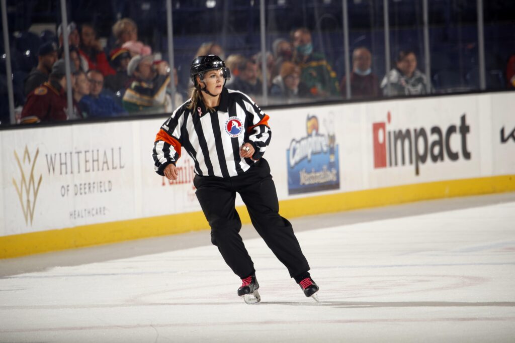 TSN on Twitter: Katie Guay becomes the first woman to referee an AHL game,  the first of ten who will do so this season.  /  Twitter