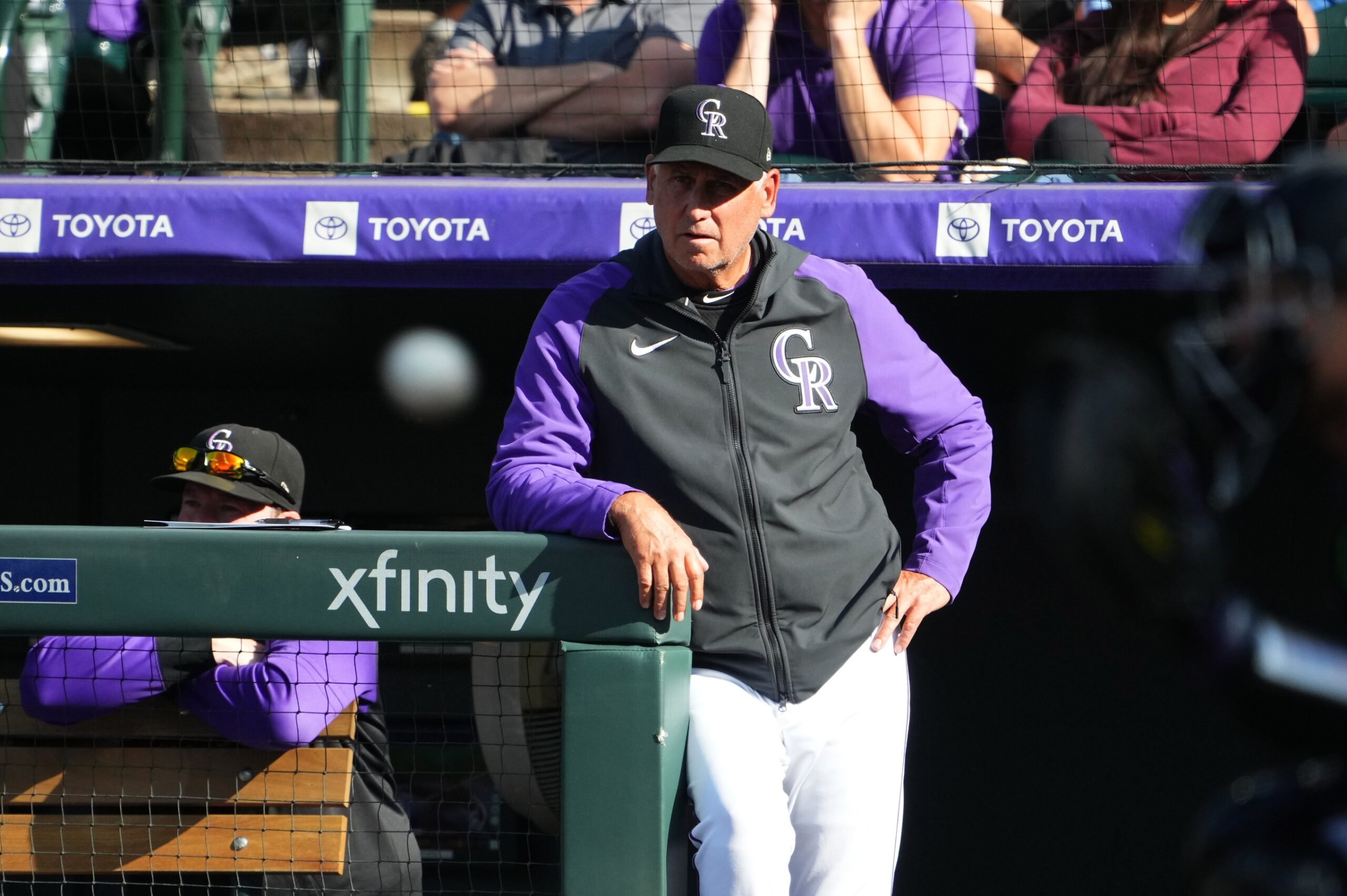 Photo: Colorado Rockies Manager Bud Black And Mascot Dinger