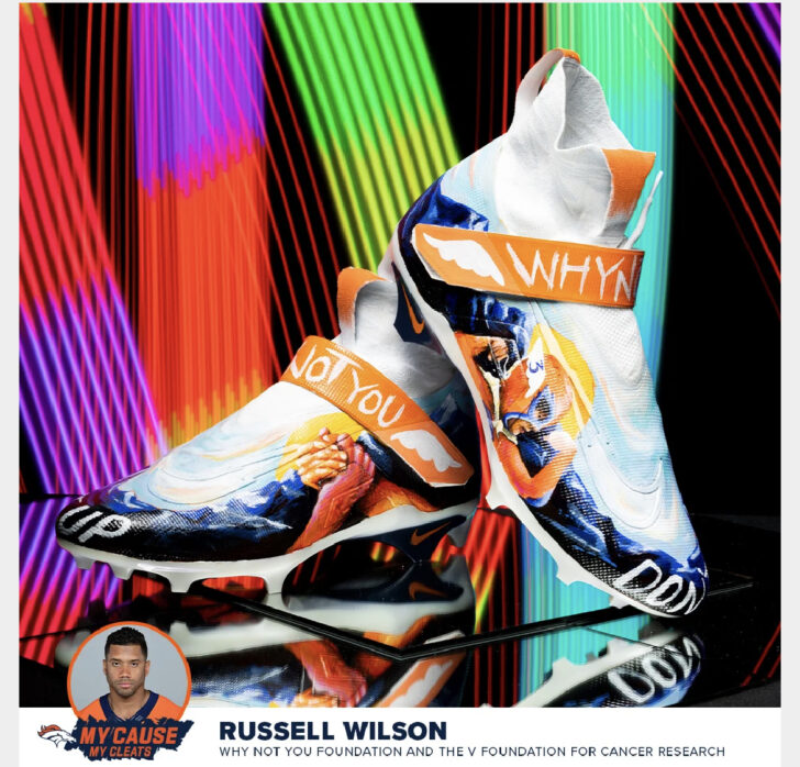 Denver Broncos QB Russell Wilson's cleats for 'My Cause My Cleats' Initiative.