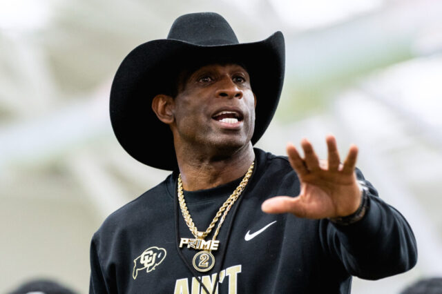 Coach Prime provides coaching at the Colorado Buffaloes (CU Buffs) Spring Practice Photo courtesy of the University of Colorado Athletic Department