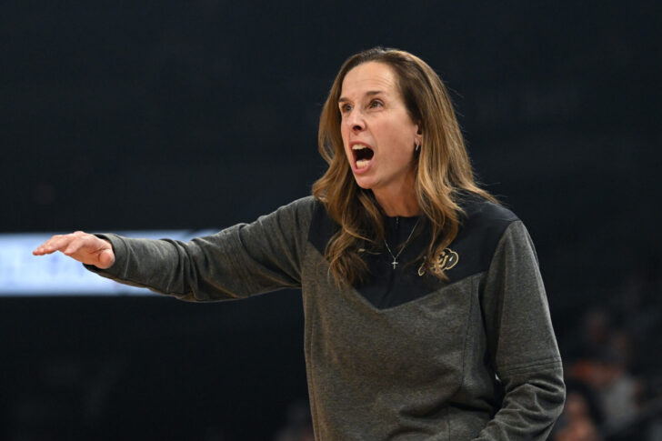 Colorado Buffaloes head coach JR Payne during the game against the Washington State Cougars at Michelob Arena.