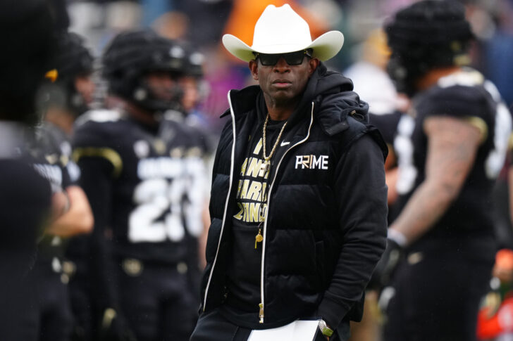 Colorado Buffaloes (CU Buffs) head coach Deion Sanders before the start of the spring game at Folsom Filed.