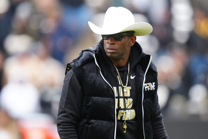 Colorado Buffaloes head coach Deion Sanders (Coach Prime) during the first half of the spring game at Folsom Field.