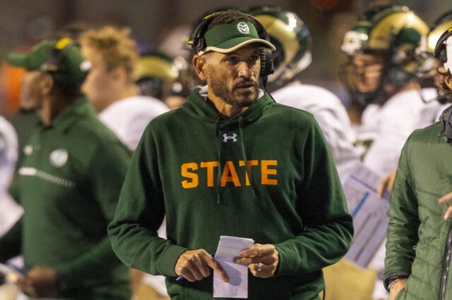 Jay Norvell on the sideline against Boise State in 2022.