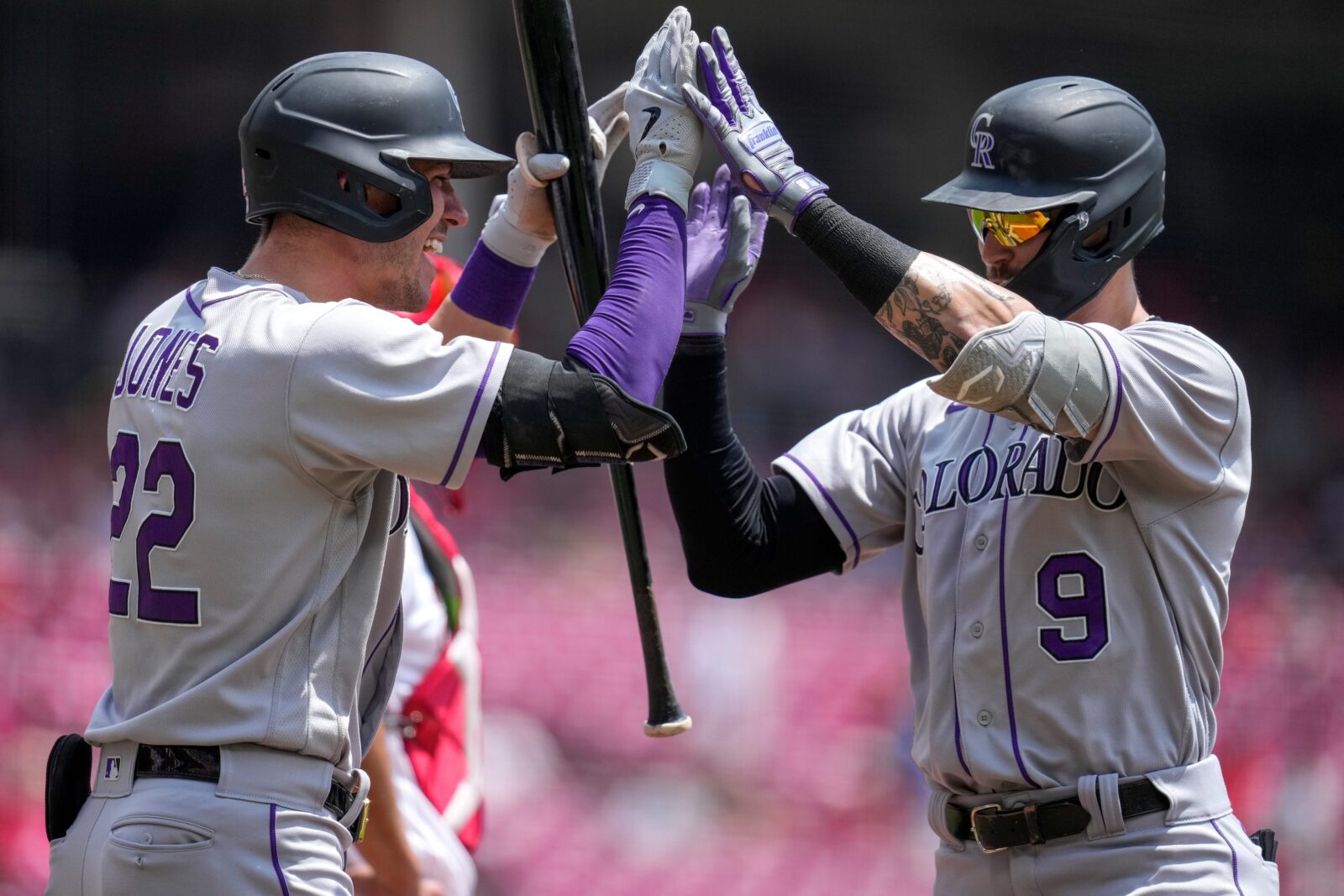 Juan Pierre of the Colorado Rockies at bat during the game against