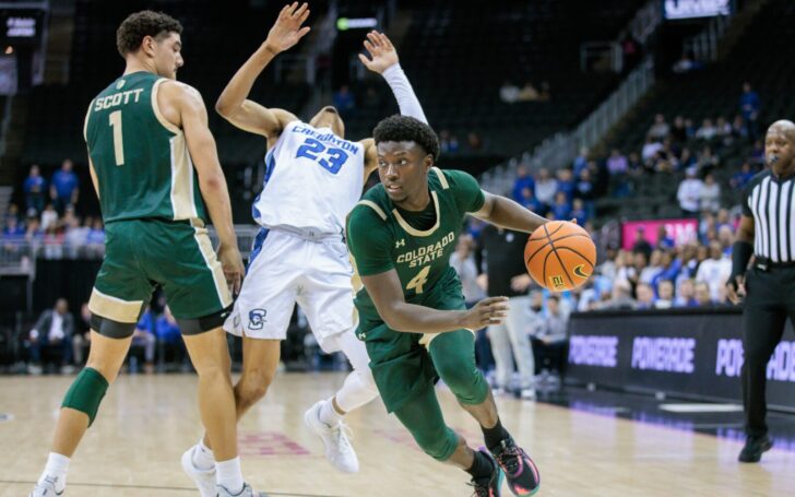 Joel Scott sets a screen for Isaiah Stevens in the win against Creighton that put CSU in the AP Top 25.