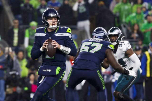 Drew Lock in 2023 with the Seattle Seahawks.