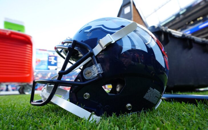 Denver Broncos 2023 helmet in navy blue.