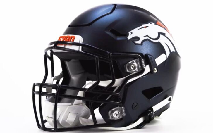 Denver Broncos new matte blue helmet.