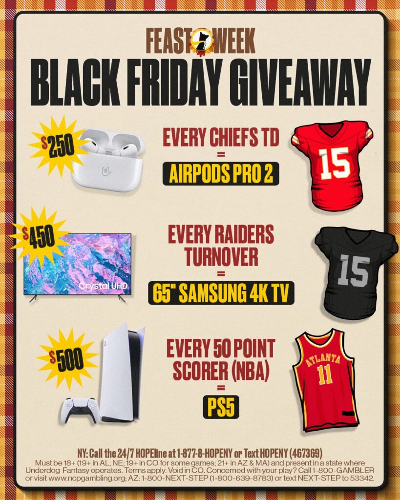 Underdog Black Friday Promos