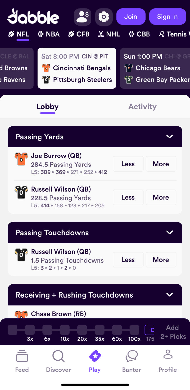 Dabble Fantasy NFL screenshot iphone