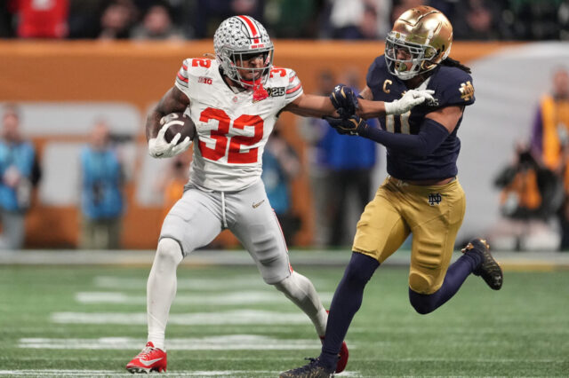 Potential Denver Broncos draft prospect TreVeyon Henderson