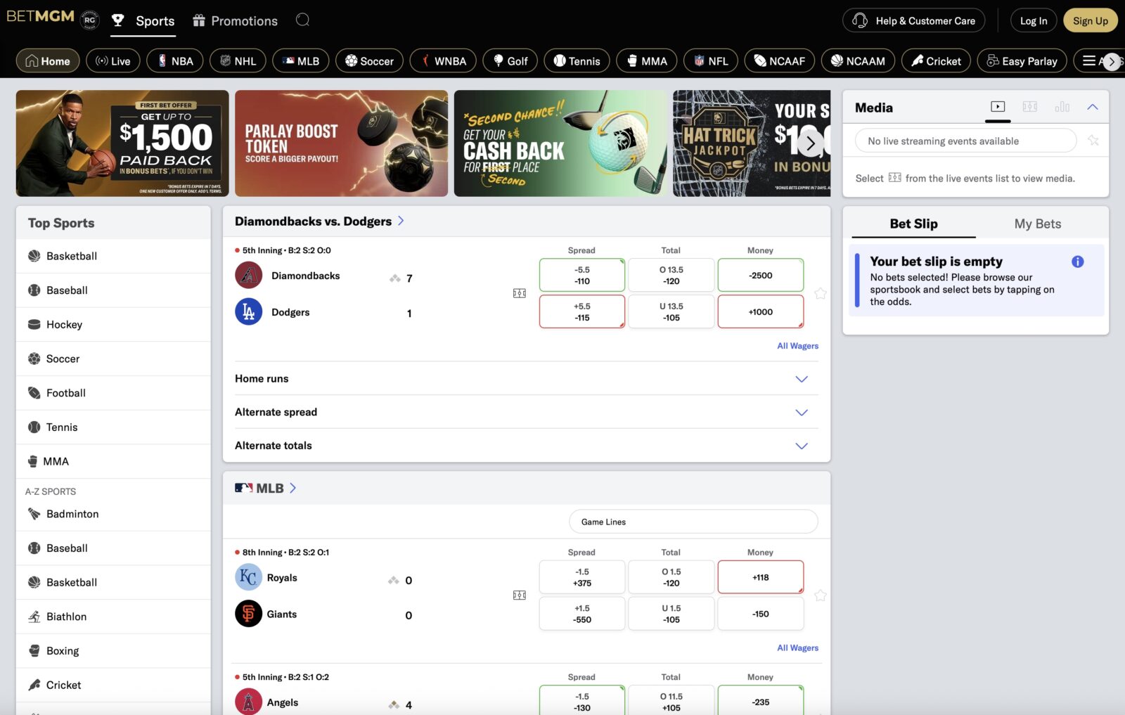 BetMGM Sportsbook Home