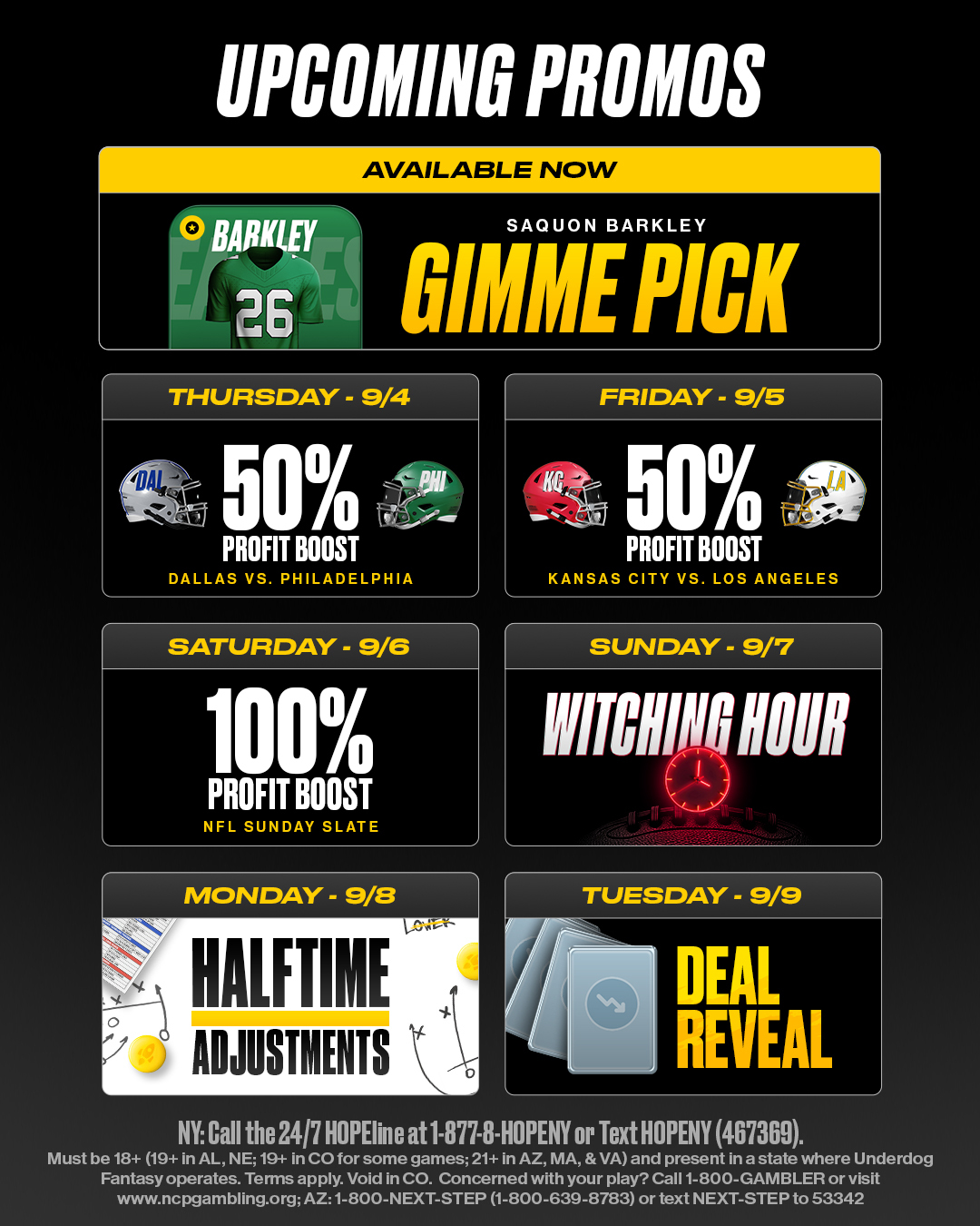 Underdog Promos NFL Week 1 2025