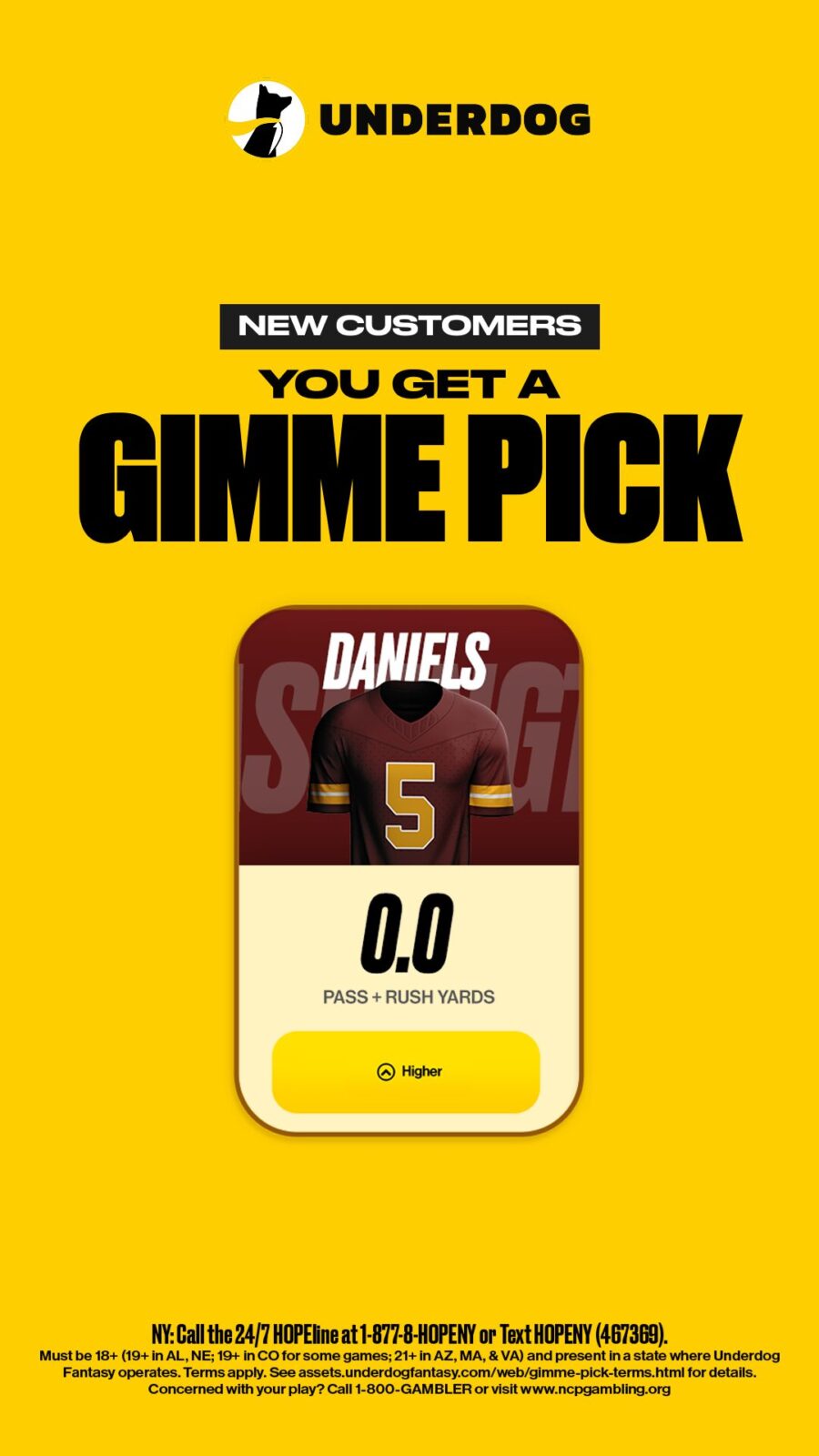 Underdog Promo Code MHS3P: $100 Bonus + Jayden Daniels Free Winner for MNF